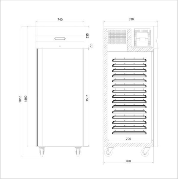FORS Gastronomie-Gefrierschrank, Volltür, Edelstahl, GN 2/1, rechts wechselbar (GFV7000ES) – Bild 2