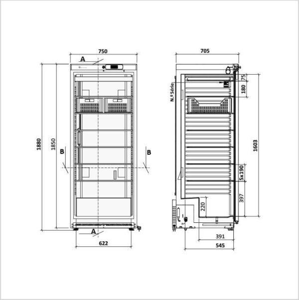 FORS Gastronomie-Gefrierschrank, Volltür, weiss, GN 2/1, rechts wechselbar (GFS600W) – Bild 2