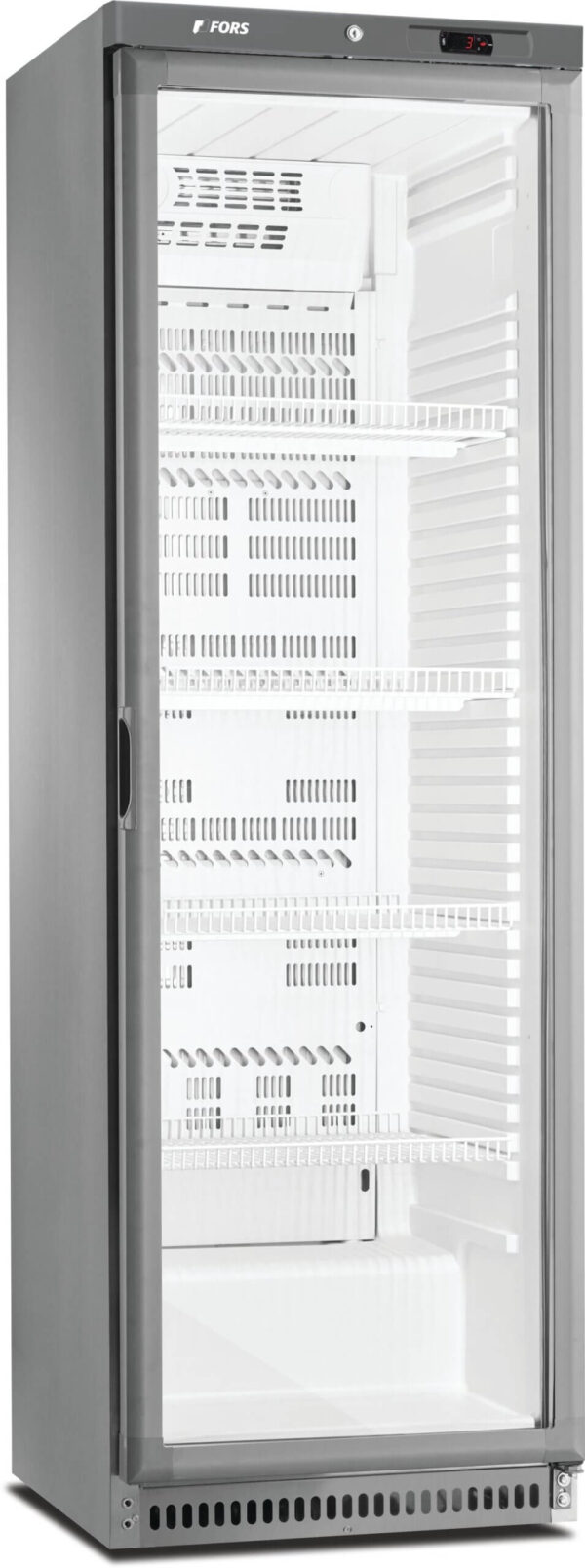 FORS Getränke- & Gewerbe-Kühlschrank, Glastür, Edelstahl, rechts nicht wechselbar (CCV400GES)