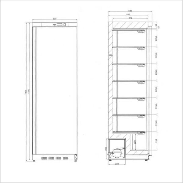 FORS Gewerbe-Gefrierschrank, Volltür, weiss, rechts wechselbar (UFS4000W) – Bild 2