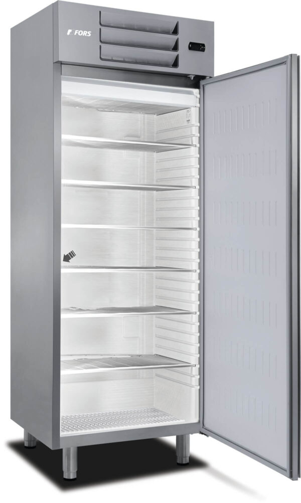FORS Gastronomie-Gefrierschrank, Volltür, Edelstahl, GN 2/1, rechts wechselbar (GFS550ES)