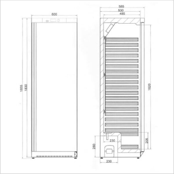 FORS Getränke- & Gewerbe-Kühlschrank, Volltür, Edelstahl, rechts wechselbar (UCV4000ES) – Bild 2