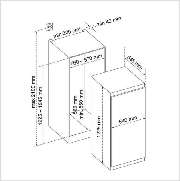 DE DIETRICH Kühlschrank Einbau, rechts wechselbar (DRL1240ED) – Bild 3